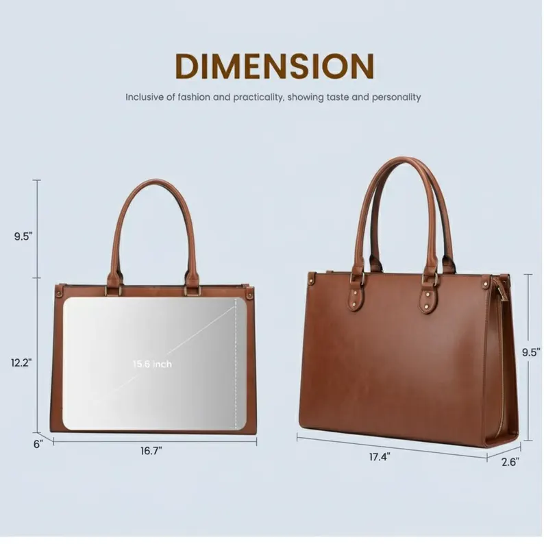 Brown Vintage Leather Insulated Laptop Tote Bag