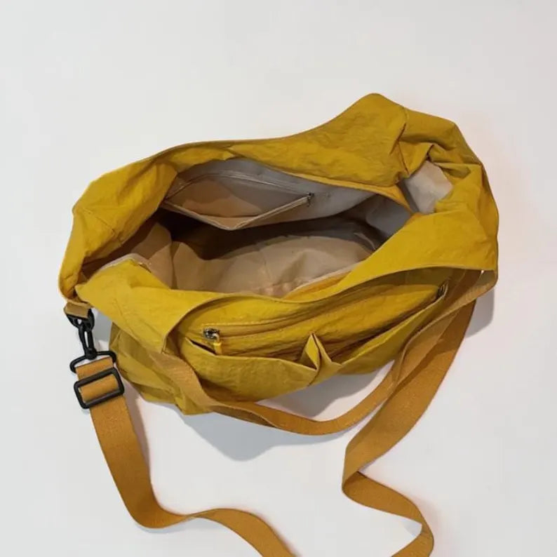 Nylon Multi-Pocket Convertible Shoulder Crossbody Tote Bag