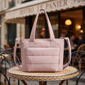 Blush Pink Horizontal Quilted Water Resistant Polyester Convertible Tote Bag